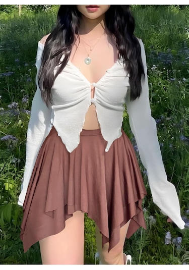 Deep Secret Asimetrik İki Kat Etek Sarı