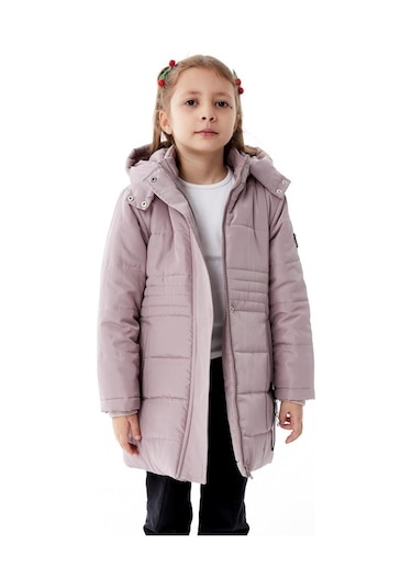 Benitto Kids Kız Çocuk Kapüşonlu Kışlık Şişme Mont 51355 Mor