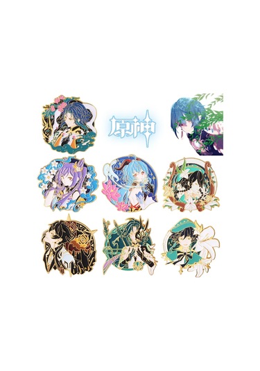 Oyun Genshin Etki Emaye Pim Anime Wendi Zhongli Keqing Tartaglia Hu Tao Xingqiu Xingqiu Çok Renkli