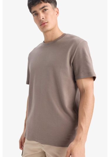 Defacto Regular Fit Bisiklet Yaka Kısa Kollu Tişört E7961ax25aubn571 Kahve