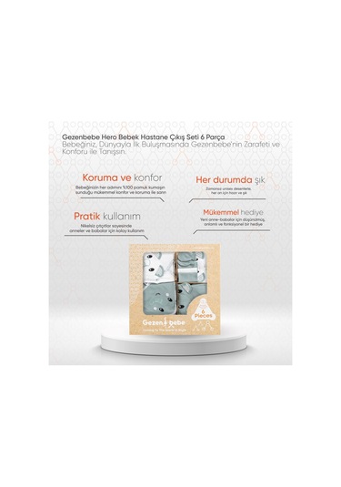 Gezenbebe Hero Bebek Hastane Çıkış Seti 6 Parça Mavi