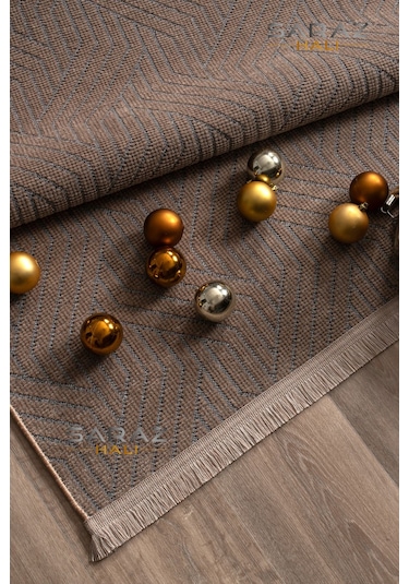 Bohem Saçaklı Kaymaz Dokuma Kilim Salon Halısı Mutfak Halısı Balkon Özel Ölçü Yolluk Krem Vizon