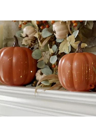 Folinda Turuncu Cam Kürdan Lambası - Zamanlayıcılı, Dahili Pil, Dekoratif Aydınlatma, 17x15x15 Cm 6 7 İnç