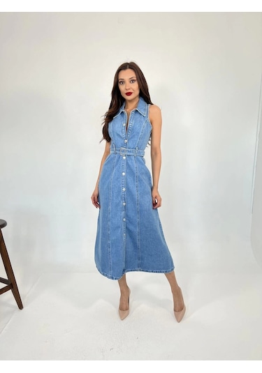 6969 Kot Elbise-mavi Çok Renkli