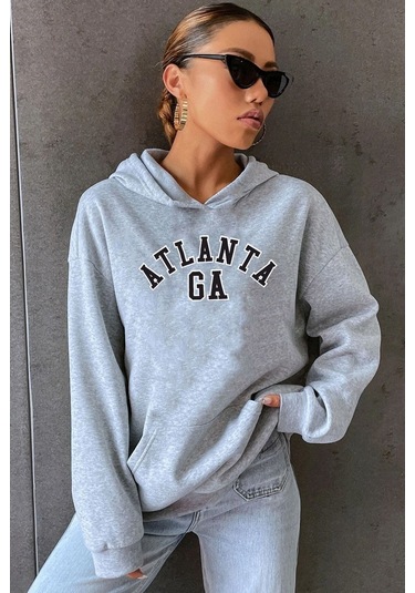 Atlanta Baskılı Sweatshirt Gri