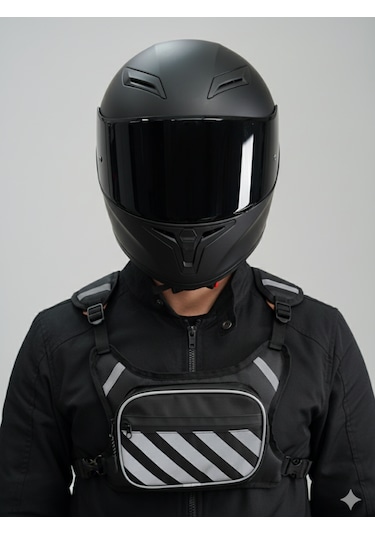 Reflektörlü Lüx Kırmızı Göğüs Çantası Çok Cepli, Ayarlanabilir, Şık Ve Dayanıklı Siyah