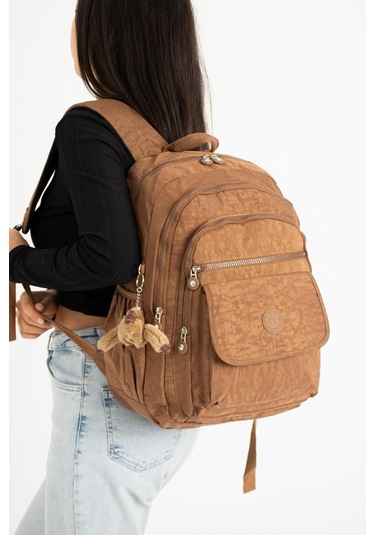 Ultra Hafif Çok Cepli Su Geçirmez Sırt Çantası Taba Model:571-2a - Taba