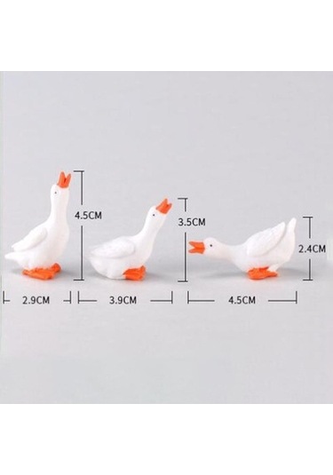 Lijinxu 3 Adet Mini Kaz Figürleri Minik Heykelleri Kek Toppers