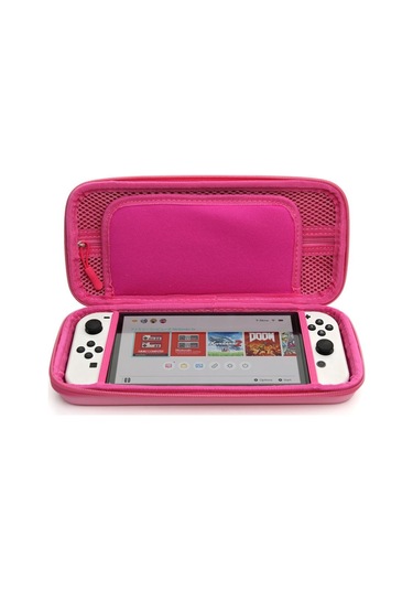 Nintendo Switch/switch Oled Oyun Konsolu Koruyucu Taşıma Ve Seyahat Çantası Pembe