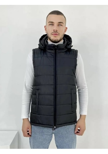 Kapüşonlu Yorgan Yelek 343416222 Siyah