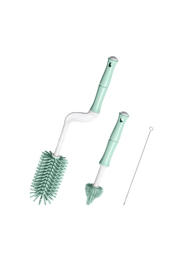 Qingmipy Youha Premium Silikon Biberon Fırçası Seti - 360 Dönebilen Uzun Saplı Emzik Ve Pipet Fırçası, Hızlı Temizlik İçin