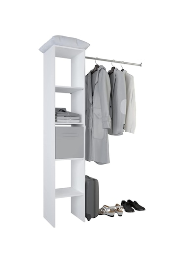 Eliz Açık Giyinme Dolabı - Gardırop Beyaz 120 Cm