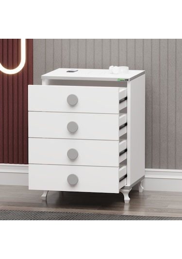 Melina Yıldız 4 Kapaklı Bebek Odası + Yatak + Uyku Seti - Gri Beyaz