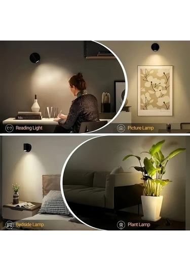 Fastbuy Siyah Usb Şarjlı Dokunmatik Kontrollü Ayarlanabilir 360 Dönen Manyetik Led Gece Lambası Siyah