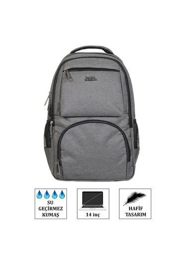 Case Club 13,3-14 İnç Gri Laptop Sırt Çantası Su Geçirmez Kumaş Darbe Emici Koruma