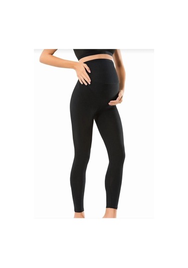 Kadın Dikişsiz Hafif Korseli Bel Ayarlı Siyah Hamile Taytı 1 Aadet Hamile Külodu Hediyeli