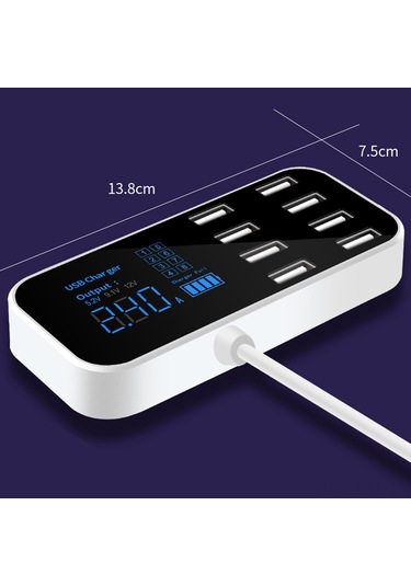 Dofolink A9s Araç Şarj Cihazı 8 Usb Port 40w 12-24v Led Ekranlı Telefon Tablet Dvr İçin Hızlı Şarj
