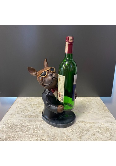 Buldog Köpek Şaraplık Şişe Tutucu