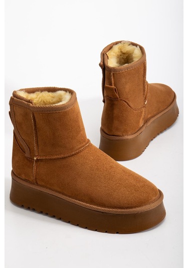 Suins Soule Model İçi Komple Kürklü Cırtlı Siyah Taba Ten Kadın Bot Taba