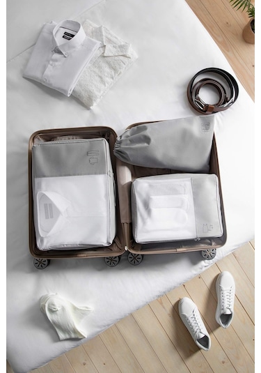 Ocean Home Textile 3'lü Gri Renk Bavul İçi Düzenleyici Set