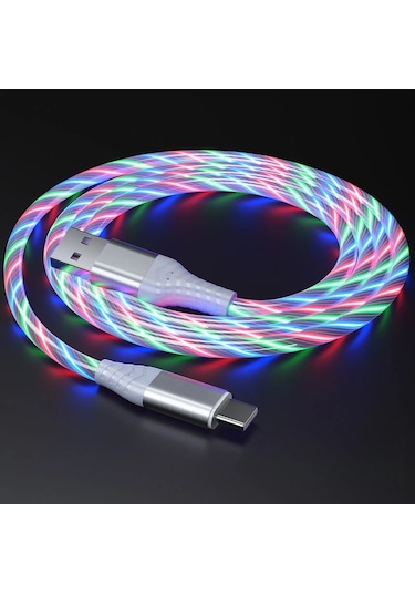 Dıxsghızlı Şarj Usb Tip C Kablo 5a Led Işıklı Samsung Xiaomi Poco Redmi İçinblack2m
