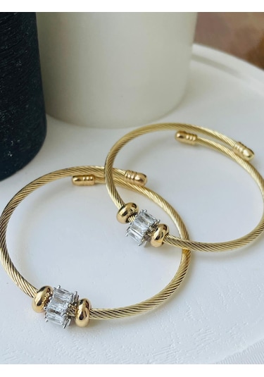 Mor Takı Taşlı Bileklik Altın - Gold