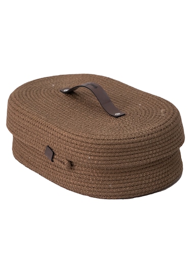 Oval Organizer Kapaklı Kahverengi