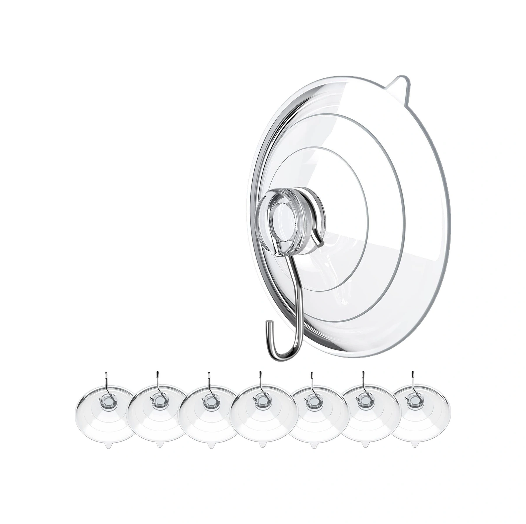 Yaleker 8 Adet Cam Duvar Pvc Süspansiyon Kanca: Paslanmaz Çelik, 7 Lbs Yük, Sudan Dayanıklı, Izsiz Kurulum, Mutfak/banyo Uygun, Ayrı Ayrı Kullanıma Uygun Şeffaf