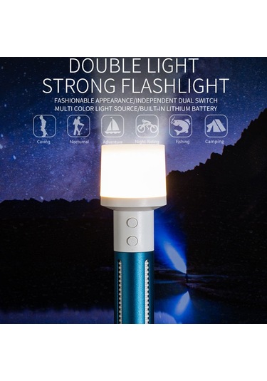 Cbtx Ch23036 Çift Işıklı El Feneri Su Geçirmez Led Boncuklar Çok Renkli Gece Lambası Kaymaz Taşınabilir El Feneri Siyah