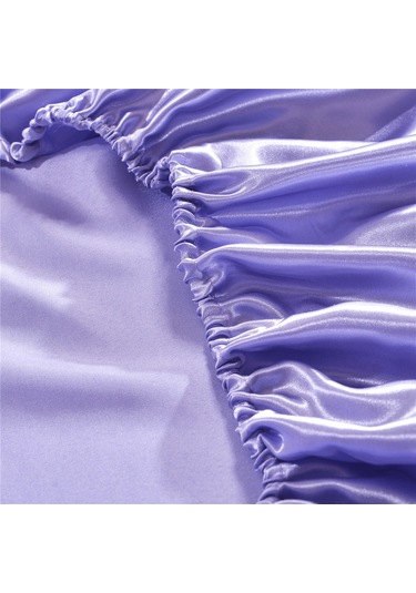 Qingmipy Yumuşak İpek Hissi Veren Polyester Çarşaf - 30cm Derin Cep - Tek Kişilik Açık Mor DiğER