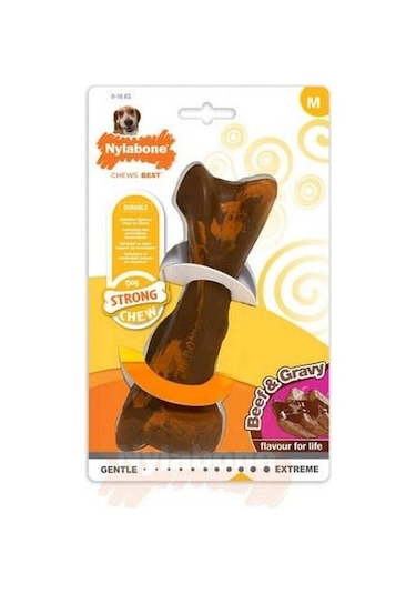 Nylabone Biftek ve Gravy Sos Aromalı Köpek Çiğneme Kemiği M