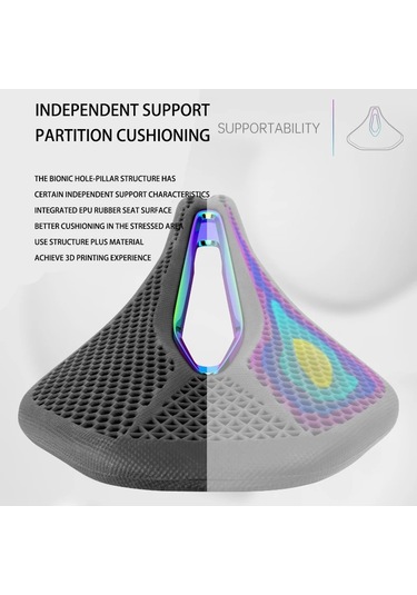 Sones Promend Sd-577 Bisiklet Petek Biyonik Yapılı Sele İçi Boş Çelik Yay Nefes Alabilen Konforlu Sele, Beden: M Siyah Yüzey Renkli Kabuk Tabanı