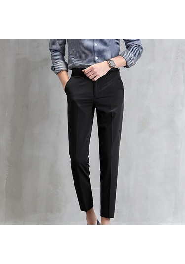 Sones Erkek İnce Siyah Takım Pantolonu Rahat Düz Paça Dokuz Dakika Pantolon Siyah