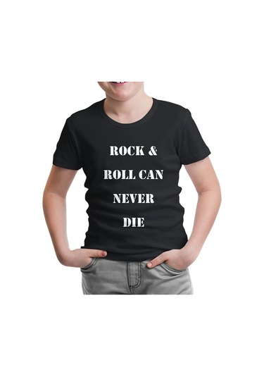 Lord Tshirt Rock & Roll Can Never Die Siyah Çocuk Tshirt