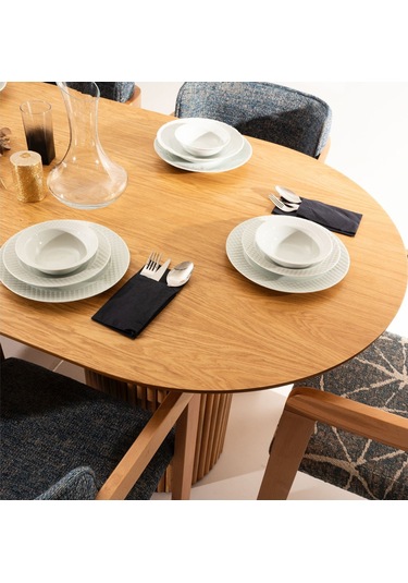 Sierra İskandinav Oval Natural Ahşap Bohem Masa 90x180 Natural Ayak - Natural Üst