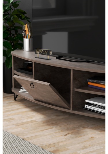 Tv Sehpası Tv Ünitesi Saraylı Atlantik Çam - Antrasit 5061 Çok Renkli