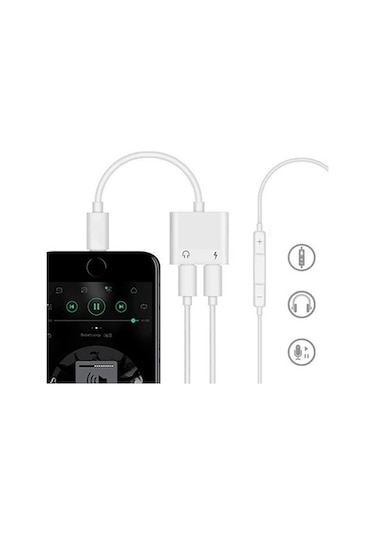 Ally Apple Uyumlu iPhone  Lightning Kulaklık ve Şarj Çevirici & Dönüştürücü