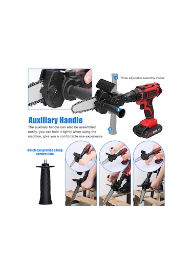 Youtek 4 İnç Elektrik Matkap Dönüştürücü, Zincir Testere Ek Parçaları Seti, Ahşap İşleri Mini El Testeresi, Portatif Montaj Aksesuarı Turuncu