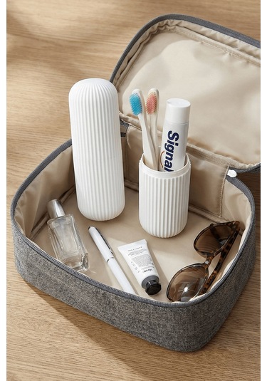 Beyaz - Seyahat Tipi Diş Fırçası, Makyaj Malzemesi Saklama Kabı, Çok Amaçlı Aksesuar Organizeri Beyaz