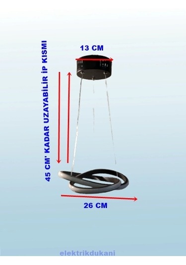 Dmr Küçük Dalga Sarkıt Led Avize Siyah Kasa Üç Renk 6500k/4000k/3000k Beyaz Ilık/beyaz/sarı Günışı Çok Renkli
