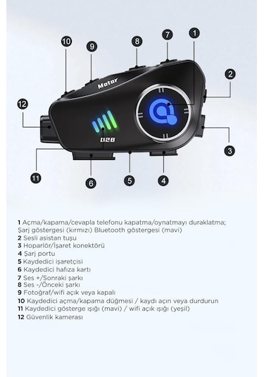 Torima Q28 Intercom + 32 GB Sd Kartlı Bluetooth Motorsiklet Kulaklığı