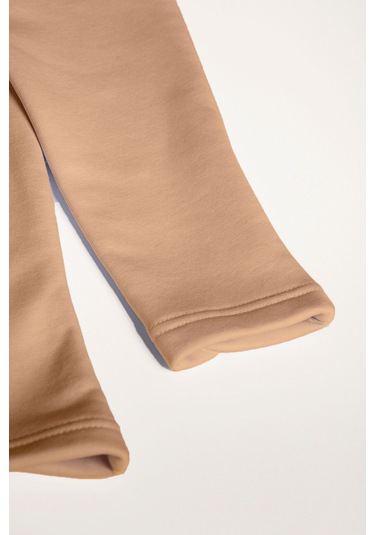 Erkek Krem Yarım Fermuarlı Basic Düz Sweatshirt Krem