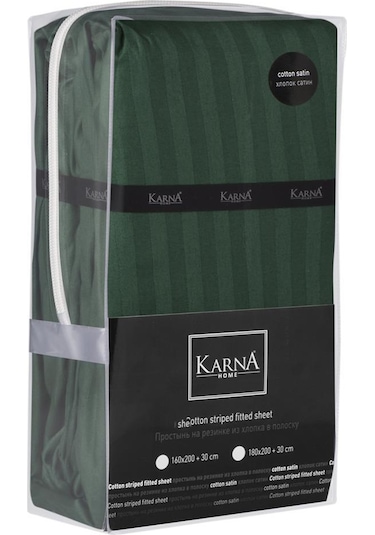 Çarşaf Stripe Saten Düz Lastikli Geniş Ölçü Koyu Yeşil