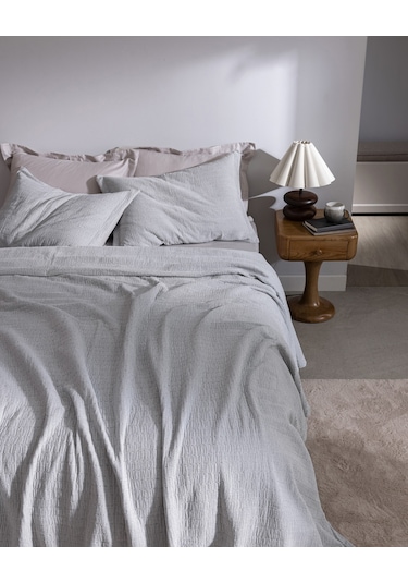 Madame Coco Feolette Çift Kişilik Yatak Örtüsü - Gri Gri
