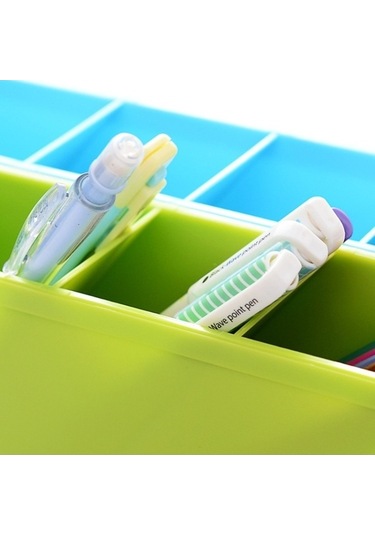 Willowhaven 2 Adet Çok Fonksiyonlu 4 Izgara Masaüstü Kalemlik Ofis Okul Plastik Kutu Masa Kalem Organizatör Mavi Mavi