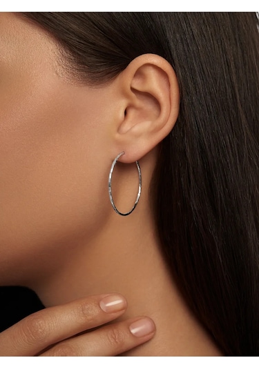 Mıx Jewelry Yuvarlak Congo Küpeleri 925 Ayar Gümüş, Çap 30 Mm 448297435 Diğer