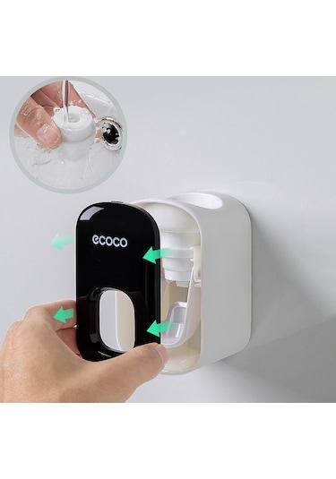 Ecoco Duvara Monte Otomatik Diş Macunu Dispenseri Siyah Diğer