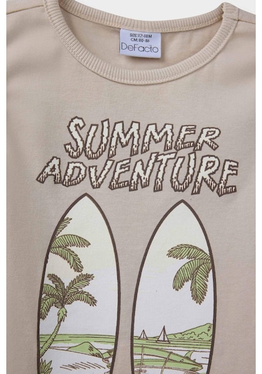 Defacto Erkek Bebek Bisiklet Yaka Palmiye Desenli Atlet E2341a525hsbg186 Bej