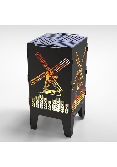 Yel Değirmeni Desenli Ateş Çukuru Ve Portatif Mangal