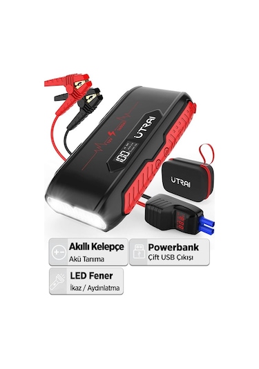 Utrai Jstar 3 20000 mAh 1600A Jump Starter Taşınabilir Akü Takviye Cihazı Seti